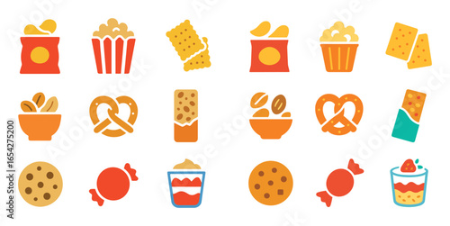 Colorful Snack Icons Grid