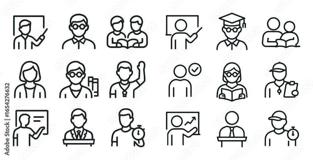 Fototapeta premium Educational Profession Icons
