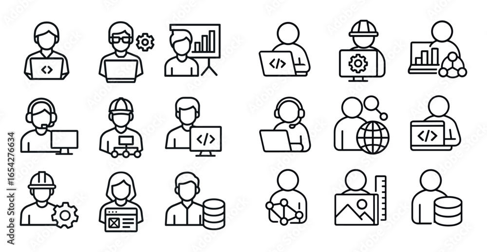 Fototapeta premium Tech Professions Icons