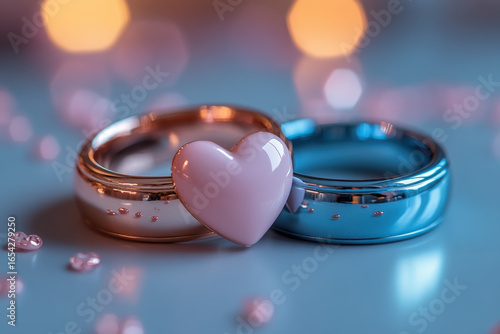 Wedding rings with heart design.