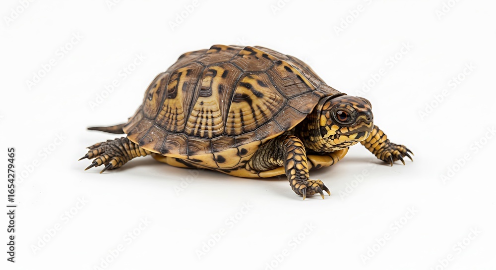 Obraz premium Detailed Studio Shot of a Box Turtle on a Clean White Background