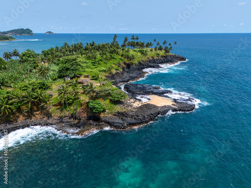 Obraz na plátně Sao Tome and Principe - Boca do Inferno Aerial View