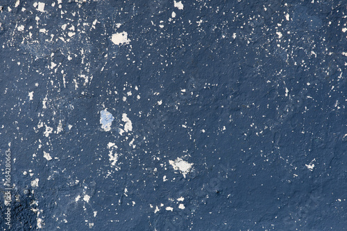 Vintage aged blue wall with texture showing effects of weather and time. Background photo. Copy Space