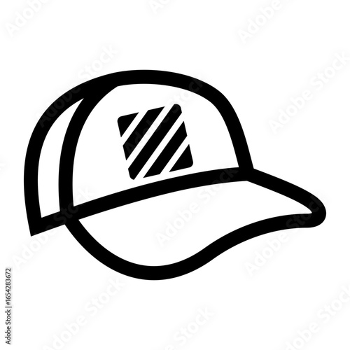 icon vector illustration of a baseball cap or hat or snapback with print on the front part