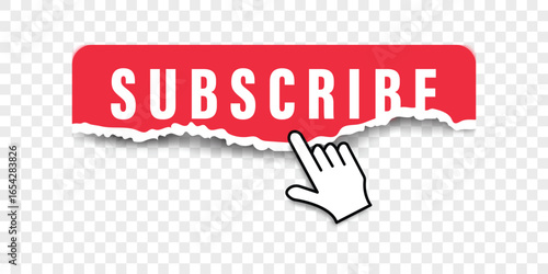 torn paper subscribe social media button