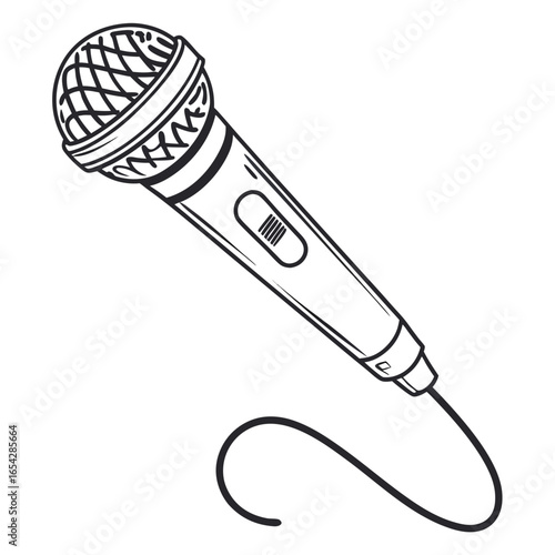 A classic microphone isolated on white background, representing audio recording, music performance, and vocal communication for various events