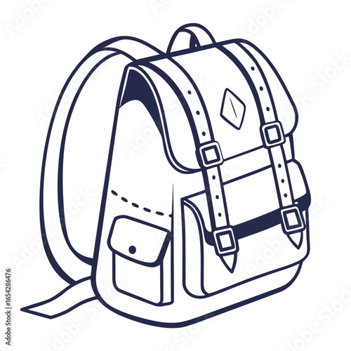 Illustration of a stylish backpack, perfect for travel, hiking, or school, isolated on white background
