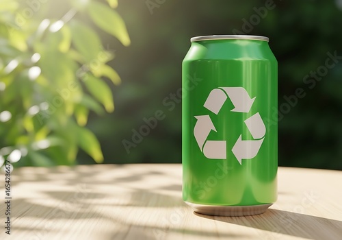 Green recycle can outdoors