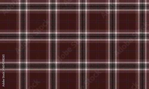 This seamless plaid pattern, in dark red, white, and black, conveys a classic and confident vibe. It's perfect for designing clothes, skirts, and pants, adding a touch of modern coolness.