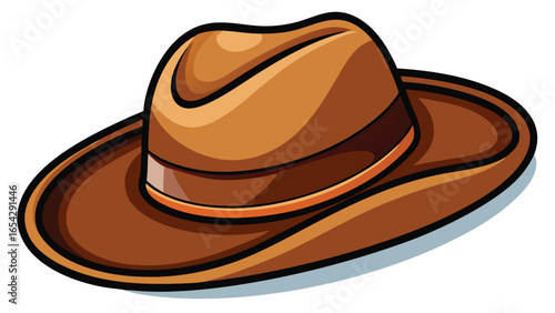 Graphic representation of a cowboy hat, characterized by its broad brim and tall crown, suitable for various creative projects..eps
