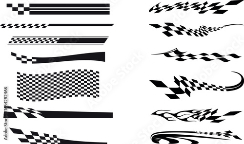 Wallpaper Mural Racing cars and stripe set, checkered flag, finish line, motorsport speed lines, automotive competition design Torontodigital.ca