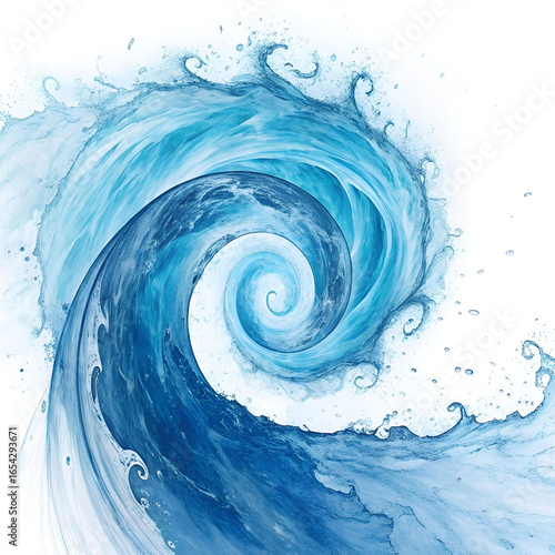 An abstract digital art piece featuring a blue swirling vortex.