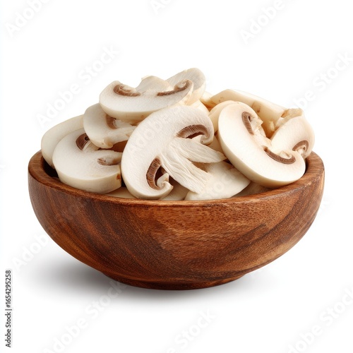 Sliced mushrooms in a wooden bowl (6)