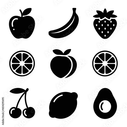 Wallpaper Mural fruit icons set Torontodigital.ca
