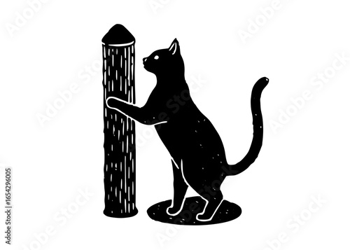 Cat Scratching Post Silhouette SVG | Funny Cat Pose Vector Clipart for Cricut and Crafts