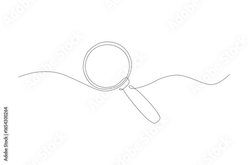 One Line Magnifier Icon – Minimal Linear Drawing for Research and Exploration Vector