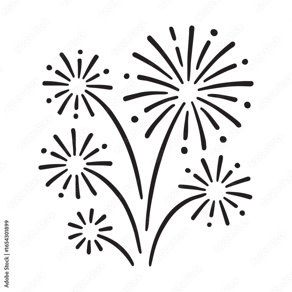Obraz premium Fireworks Sparkle Celebration Silhouette Icon Design