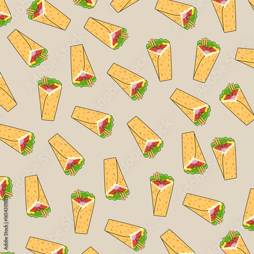 kebab food seamless pattern. doodle kebab pattern background. kebab pattern background. Great for summer vintage fabric, scrapbooking, wallpaper, giftwrap.