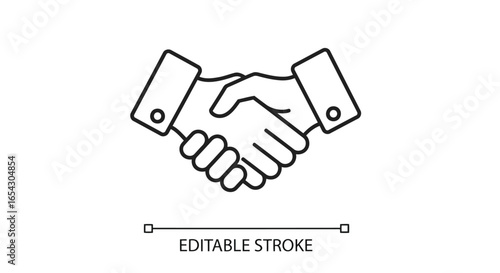 Handshake icon isolated on white background, symbolizing agreement and partnership