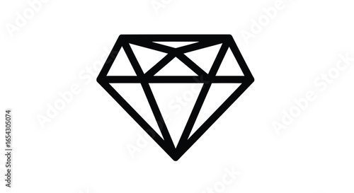 Simple black and white graphic of a diamond isolated on white background