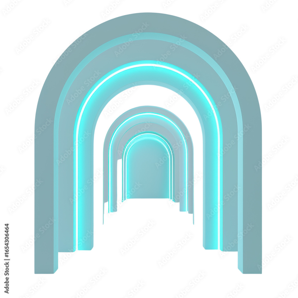 Fototapeta premium Three arches with neon lights