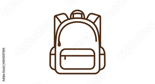 Outline of a backpack isolated on white background for school and travel needs