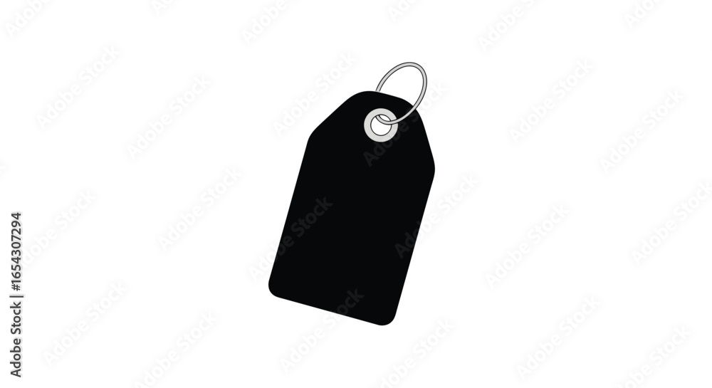 Fototapeta premium Blank black price tag with string isolated on white background
