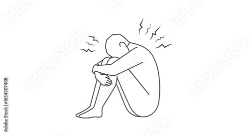 Illustration of a person experiencing depression isolated on white background