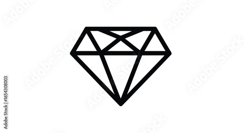 Illustration of a diamond with black outline, isolated on white background