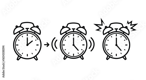 Illustration of an alarm clock ringing to wake someone up isolated on white background