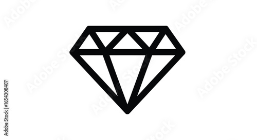 Simple diamond illustration, a symbol of wealth and luxury isolated on white background