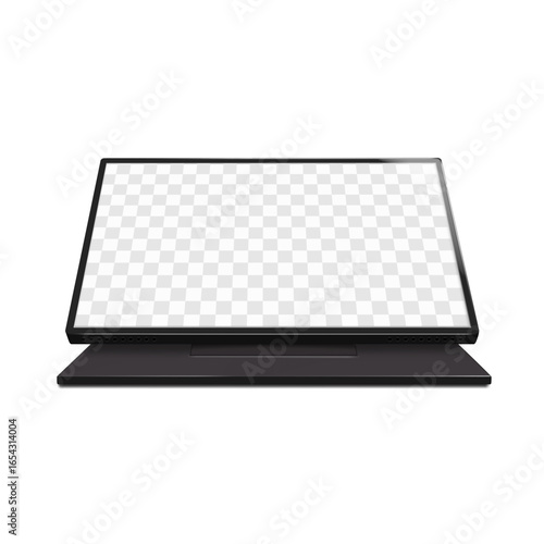 Tabletop touch screen self-service digital kiosk. Realistic 3d vector mockup. Desktop interactive touchscreen retail display. Mock-up. Table standing empty LCD LED monitor screen. Template for design
