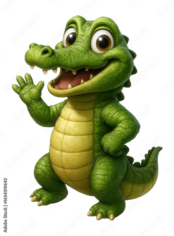 Fototapeta premium Cute cartoon crocodile waving.