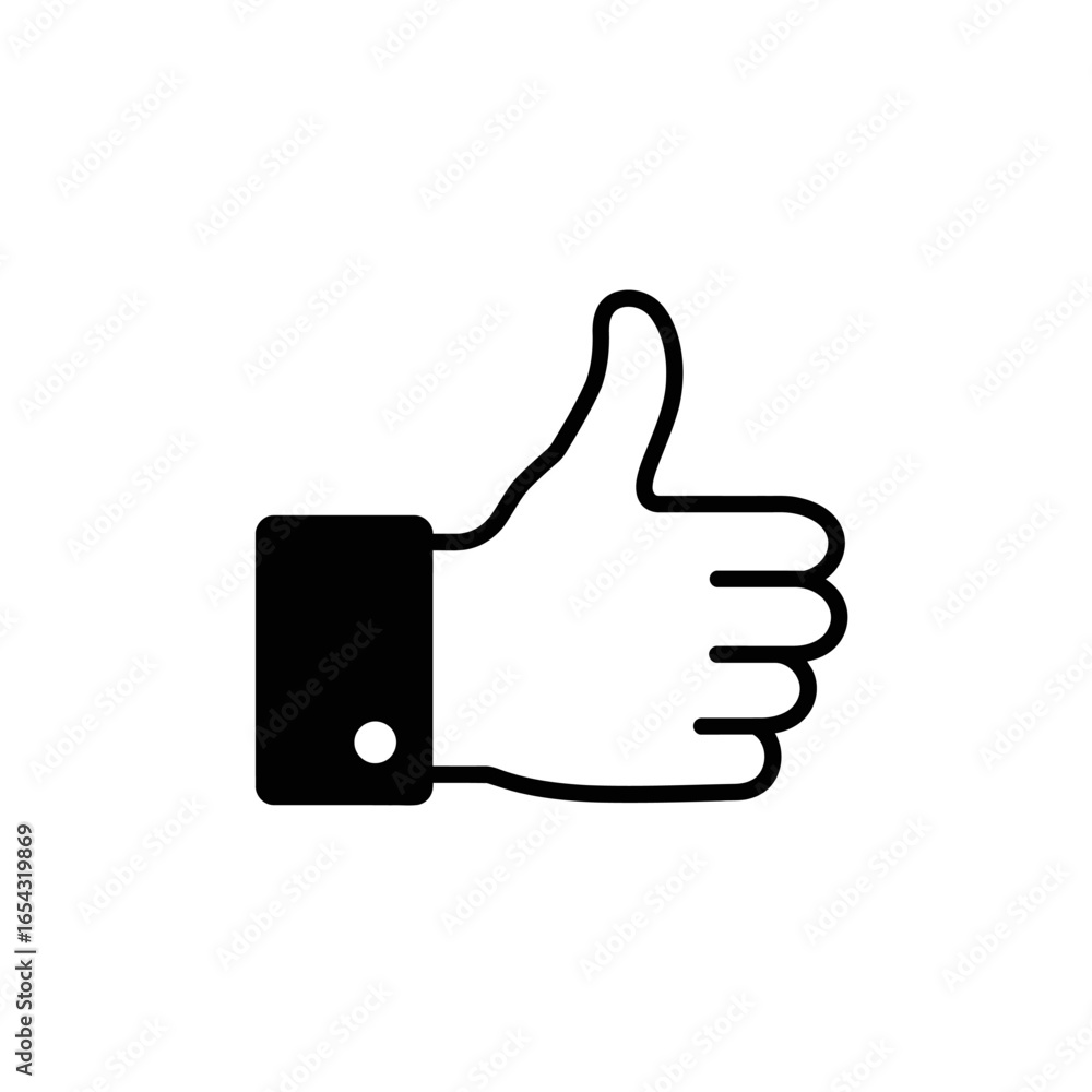 Black and white icon of a hand giving a thumbs up gesture 1. Black and white icon of a hand giving a thumbs up gesture 1.
