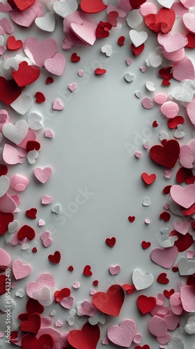 Heart-shaped Decorations in Various Colors Create a Festive Frame for Celebra...