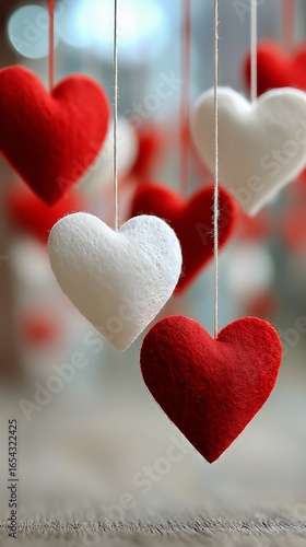 Hanging Felt Hearts Create a Festive Atmosphere for a Celebration or Decoration.