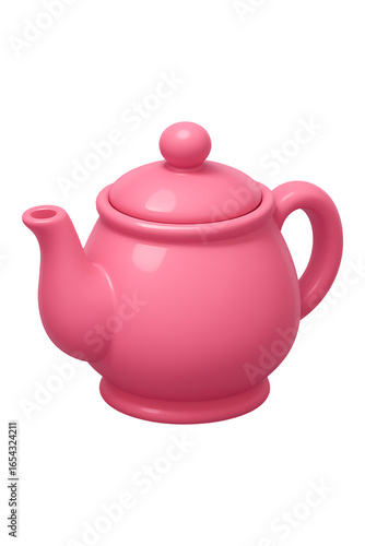 3d Pink ceramic teapot High quality Realistic image