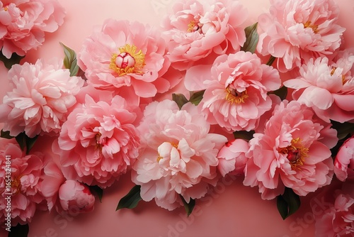 Beautiful Pink Peonies Arranged Artistically on Soft Background in Bright Light