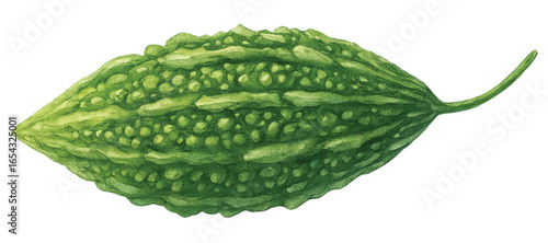 Bitter Melon with Dewdrops Watercolor PNG