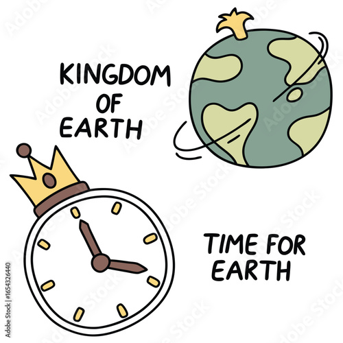 Happy new year clock vector illustration with an earth timer and Christmas design concept