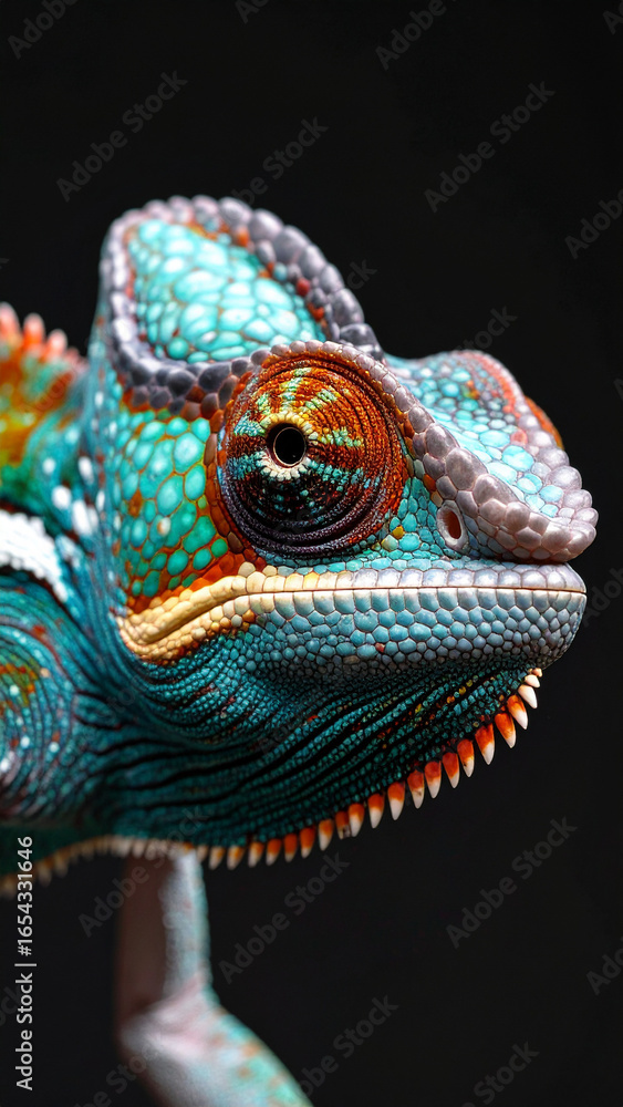 Fototapeta premium chameleon on a black background