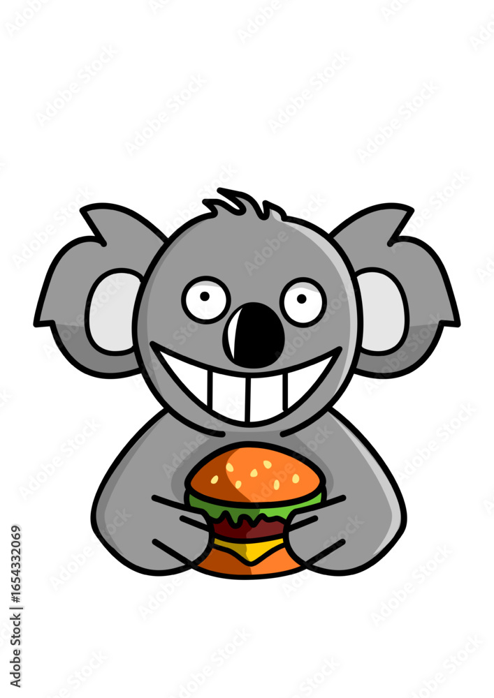 Fototapeta premium Illustration of a Koala eating a burger
