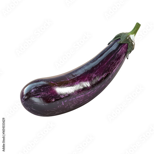 Wallpaper Mural Shiny Purple Eggplant with Green Stem Isolated on a Transparent Background in Studio Lighting Torontodigital.ca