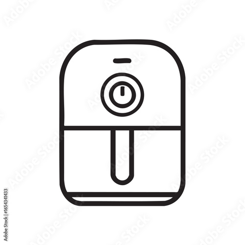 A simple line drawing of an air fryer.