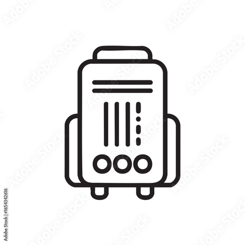A black and white line drawing of a home water heater.