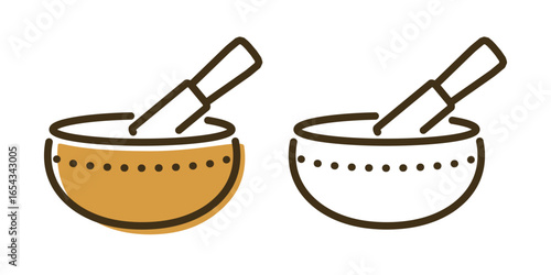 Tibetan singing bowls set  with hummer. Sound therapy and sound healing concept.