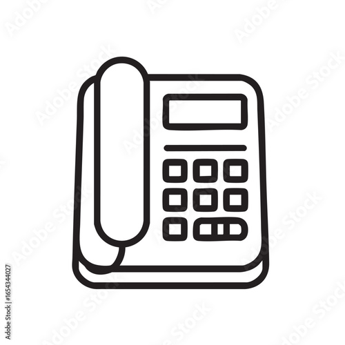 A simple line drawing of a landline telephone.