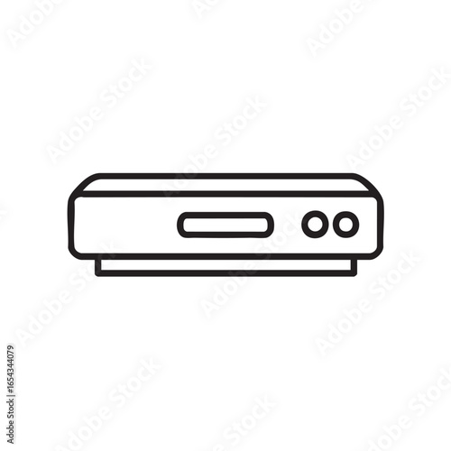 A simple line drawing of a set-top box.