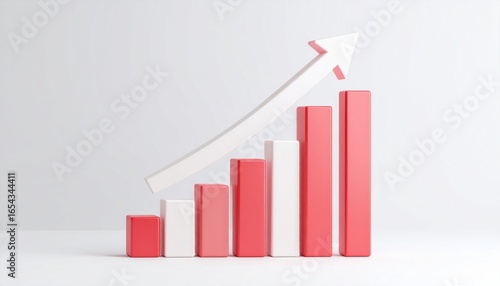 3D striped red and white bar chart with upward arrow symbolizing abstract financial growth and progress Free Download 3D striped red and white bar chart with upward arrow symbolizing abstract financial growth and progress - GFXLoad