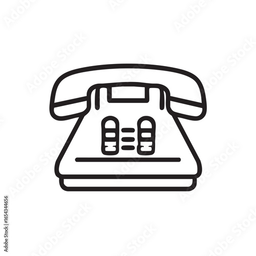 A black and white line drawing of a landline phone.